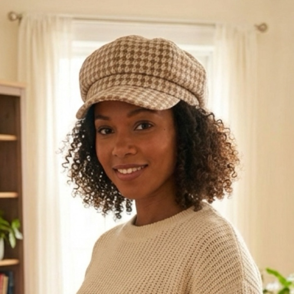 Boho Classic Houndstooth Beret Stylish Versatile British Style Painter Hats